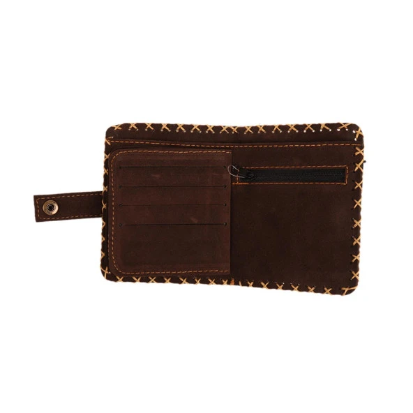 KB YEŞİL KAHVE KEDİ BIYIK ÖRGÜ TASARIM CÜZDAN ÜNİSEX - 3