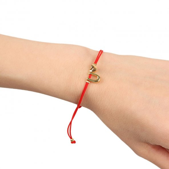 KIRMIZI İP U HARFİ BİLEKLİK