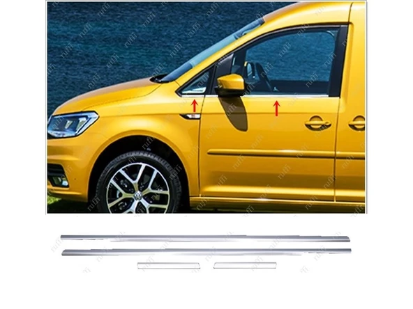 VW Caddy Krom Cam Çıtası 4 prç. 2015 ve üzeri Paslanmaz Çelik ürün görseli