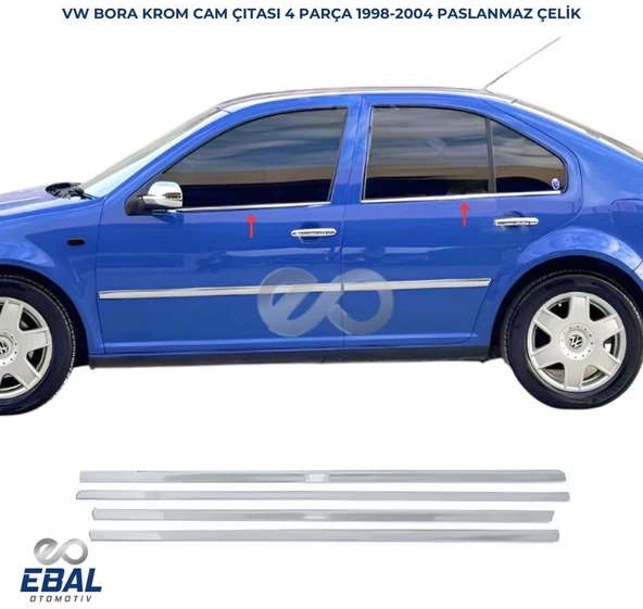 Vw Bora Krom Cam Çıtası 4 Prç. 1998-2004 P. Çelik ürün görseli