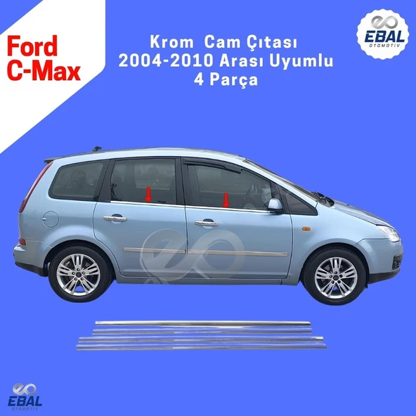 Ford C-Max Krom Cam Çıtası 4 Parça 2004-2010 Arası P. Çelik - Resim 2