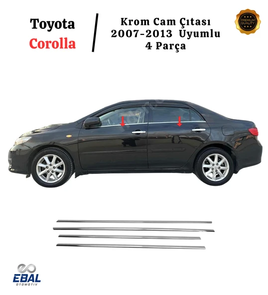 Toyota Corolla Krom Cam Çıtası 4 Parça 2007-2013 Paslanmaz Çelik ürün görseli 1