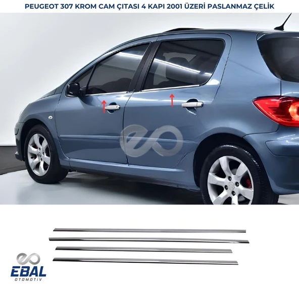 Peugeot 307 Krom Cam Çıtası 4 prç. 2000 Üzeri P. Çelik ürün görseli