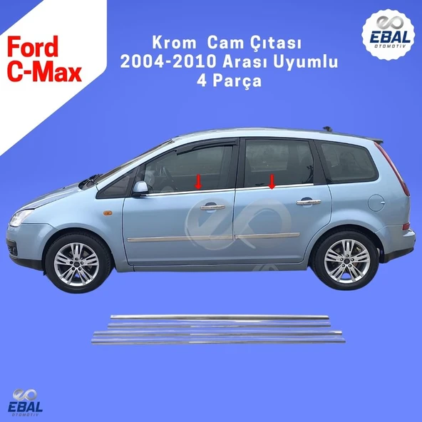 Ford C-Max Krom Cam Çıtası 4 Parça 2004-2010 Arası P. Çelik - Resim 3