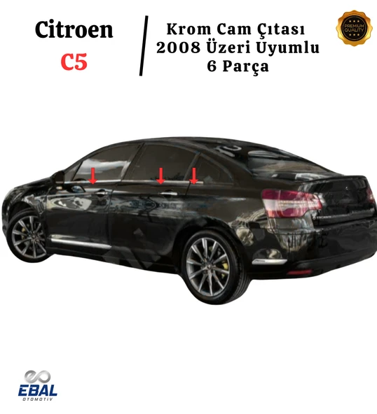 Citroen C5 Krom Cam Çıtası 6 Parça 2008 Üzeri P. Çelik - 4