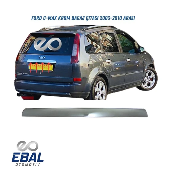 Ford C-Max Krom Bagaj Çıtası 2004-2010 Paslanmaz Çelik ürün görseli 1