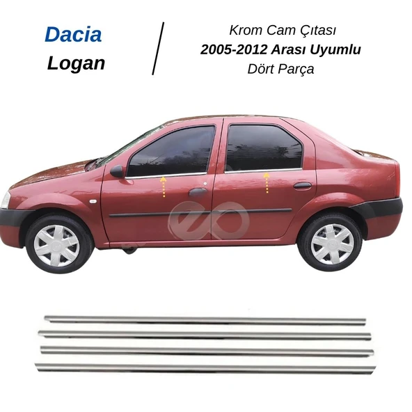 Dacia Logan Krom Cam Çıtası 4 Parça 2005-2012 Arası Uyumlu P. Çelik ürün görseli