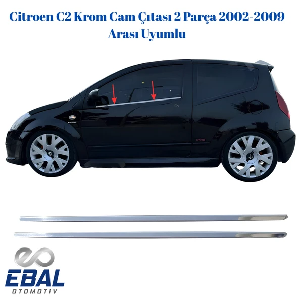 Citroen C2 Krom Cam Çıtası 2 Parça 2002-2009 Arası Uyumlu P. Çelik - 4