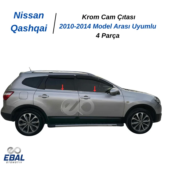 Nissan Qashqai +2 Krom Cam Çıtası 4 Parça 2010-2014 Arası Uyumlu P. Çelik - Resim 3