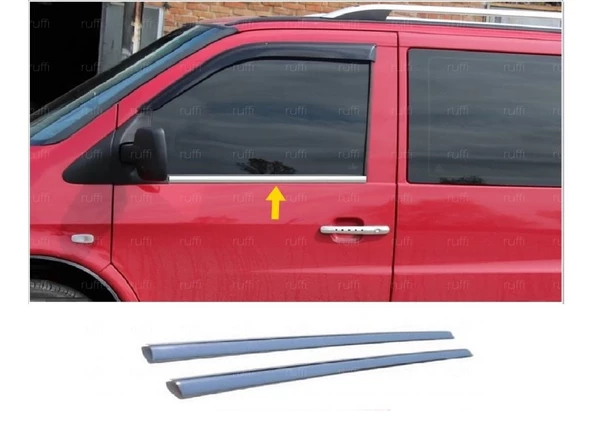 Mercedes Vito W638 Krom Cam Çıtası 2 prç. 1999-2004 P. Çelik ürün görseli