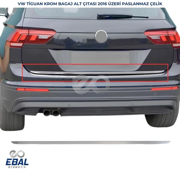 VW Tiguan Krom Bagaj Alt Çıtası 2016 ve üzeri Paslanmaz Çelik ürün görseli