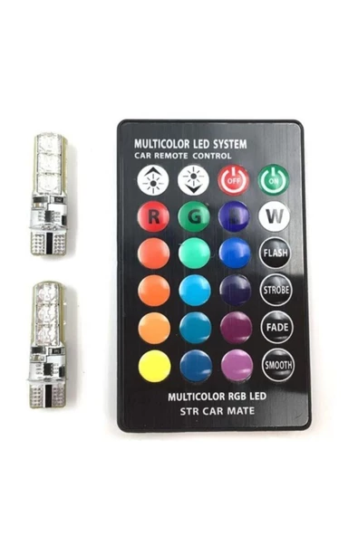 Uzaktan Kumandalı Renkli T10 Led Oto Park Ampulü - 2