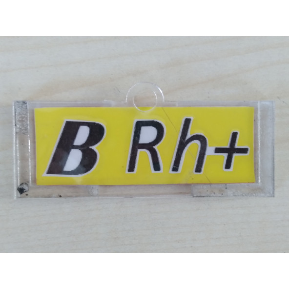 KAN GRUBU ETİKETİ B RH POZİTİF (B RH +) ŞEFFAF KUTULU (SARI) KAN GRUBU KARTI