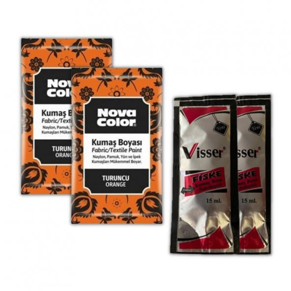 Turuncu Kumaş Boyası Toz 12 gr 2 Adet Kumaş Sabitleyici Fiske 15 ml 2 Adet Toz Kumaş Boyası Turuncu Kot Pantalon Gömlek Tişört Tekstil Kumaş Boyası 2 Adet