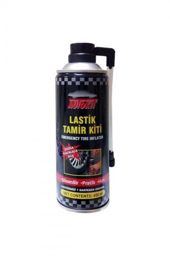 Autokit Acil Lastik Şişirici Lastik Tamir Spreyi Kiti 450 Ml