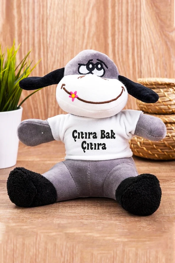 Çıtıra Bak Yazılı Tişörtlü Peluş Eşek 25 cm