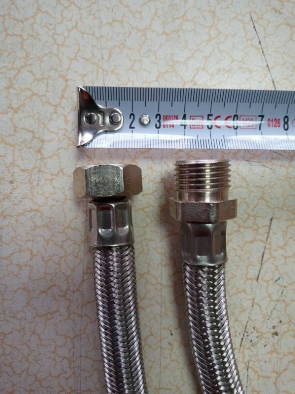 Kalın Çelik Örgülü 1/2 Bağlantı Hortumu Nipelli 70 cm 1 Adet ürün görseli