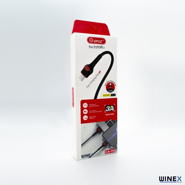 Winex GFZ115 Micro 3.0A Hızlı Şarj ve Data Kablosu 1M Beyaz - 5