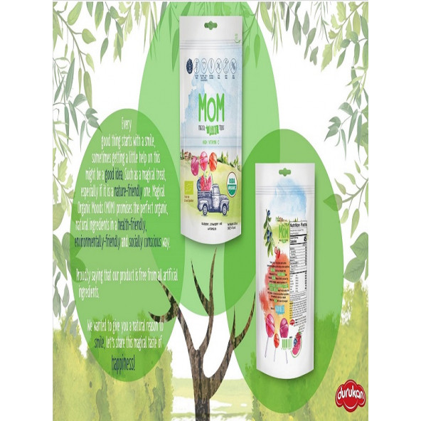 MOM Magical Organic Moods Çilek Karpuz Yaban Mersini ve C Vitamini Top Lolipop 5''8 gr x 10 adet/1 paket. - 4