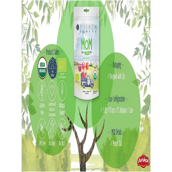 MOM Magical Organic Moods Çilek Karpuz Yaban Mersini ve C Vitamini Top Lolipop 5''8 gr x 10 adet/1 paket. - 5