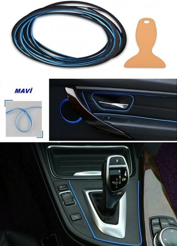 HLD Mavi Trim Fitilli Yeni Nesil Araç Içi Ip Şerit Balık Sırtı Nikelajlı - 2