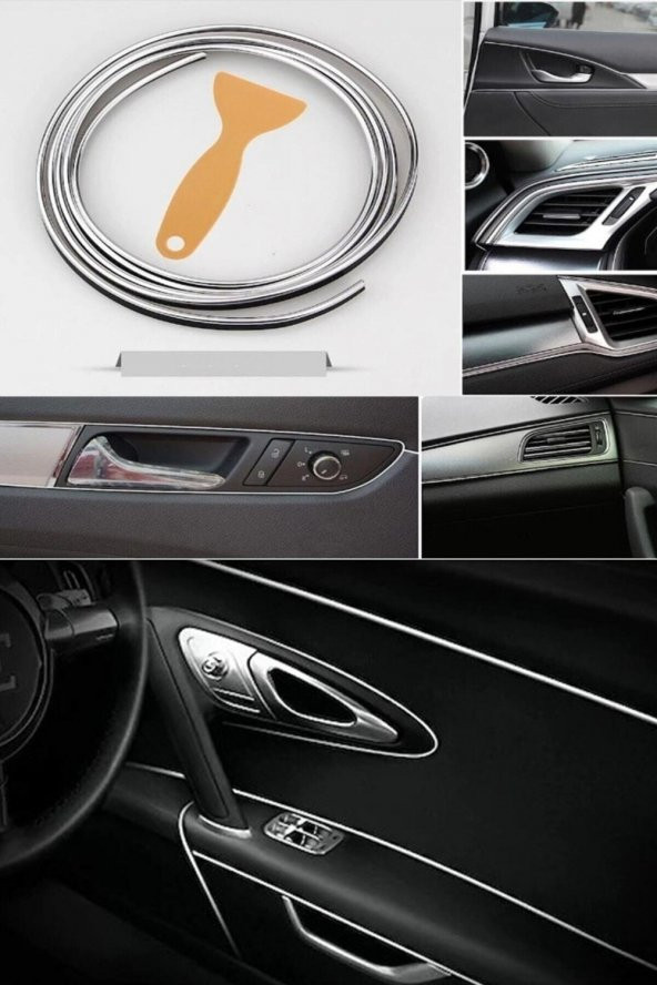 HLD Krom Trim Fitilli Yeni Nesil Araç Içi Ip Şerit Balık Sırtı Nikelajlı - 2