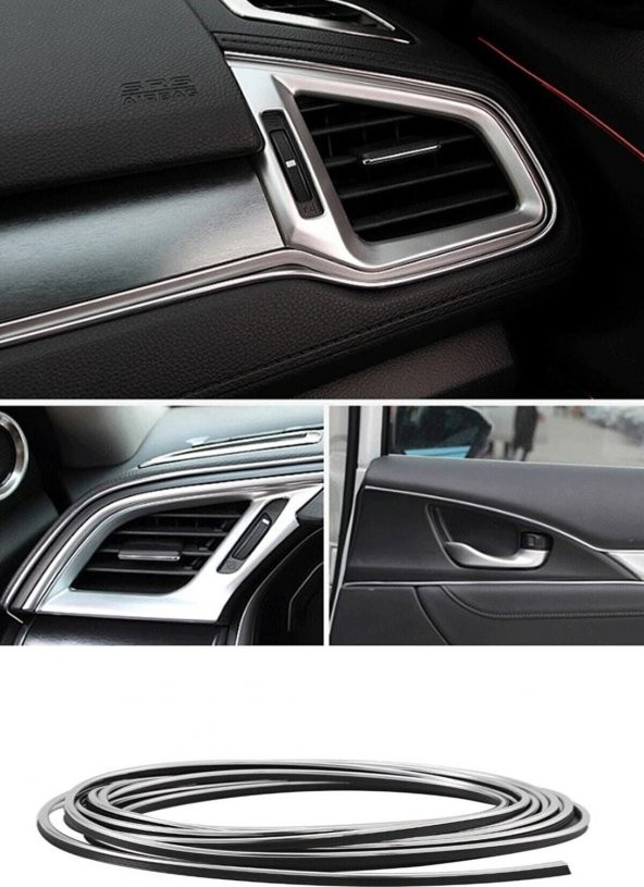 HLD Krom Trim Fitilli Yeni Nesil Araç Içi Ip Şerit Balık Sırtı Nikelajlı - 3