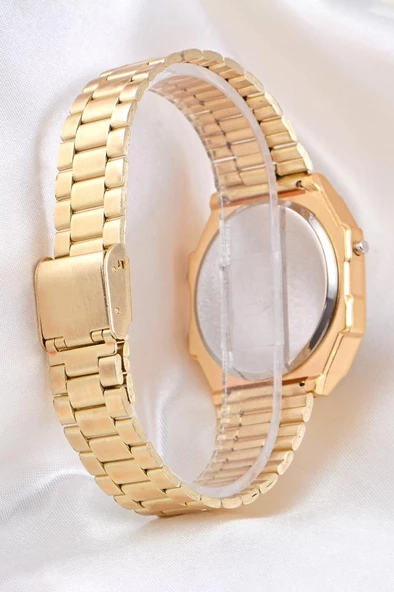 Sarı Renk Kare Dijital Vintage Retro Unisex Kadın Saat ST-304128 - 2