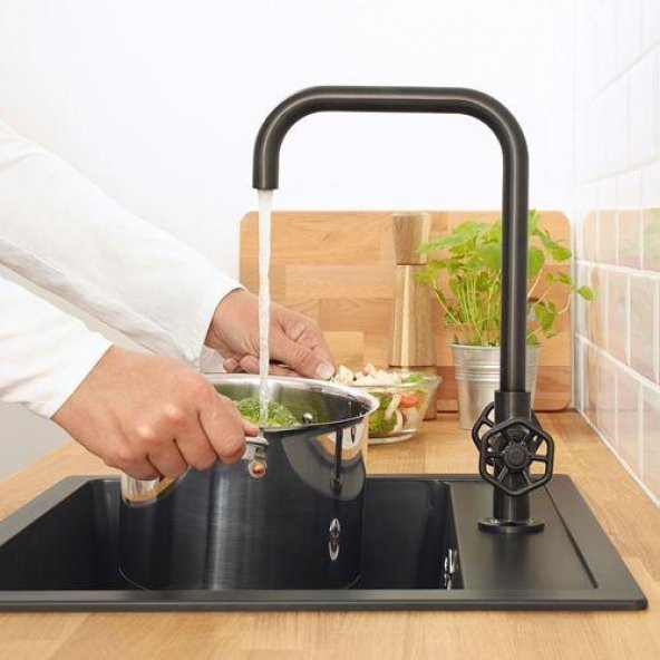 Mutfak Bataryası, Siyah Renk MeridyenDukkan IKEA Metal Yükseklik 36 cm - 2