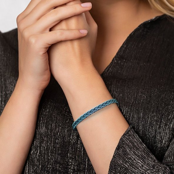 Nipora El İşçiliği Modern Tasarım 1000 Ayar Gümüş Kazaz Kadın Bileklik - 3