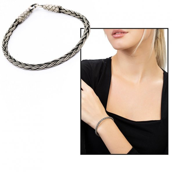 Nipora El İşçiliği Thick Foxtail Tasarım 1000 Ayar Gümüş Kazaz Kadın Bileklik - 4