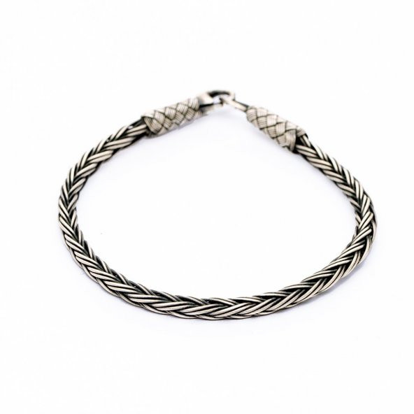 Nipora El İşçiliği Thick Foxtail Tasarım 1000 Ayar Gümüş Kazaz Kadın Bileklik - 5