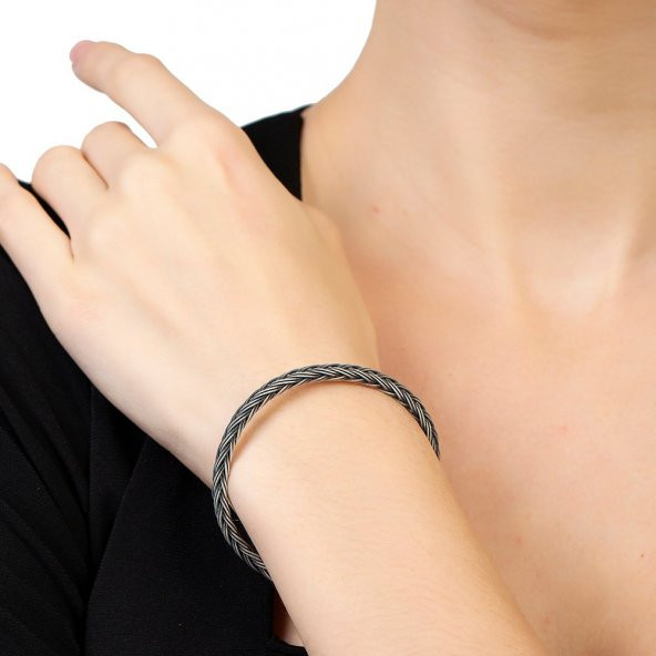 Nipora El İşçiliği Thick Foxtail Tasarım 1000 Ayar Gümüş Kazaz Kadın Bileklik - 7