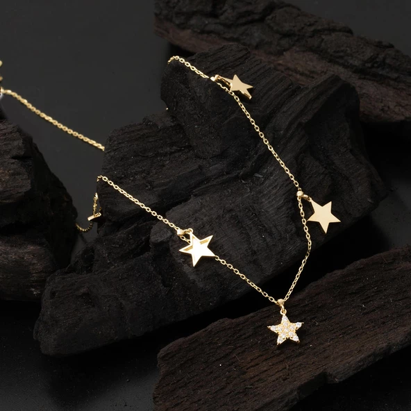 Yıldızlar 14 Ayar Altın Kolye - Resim 6