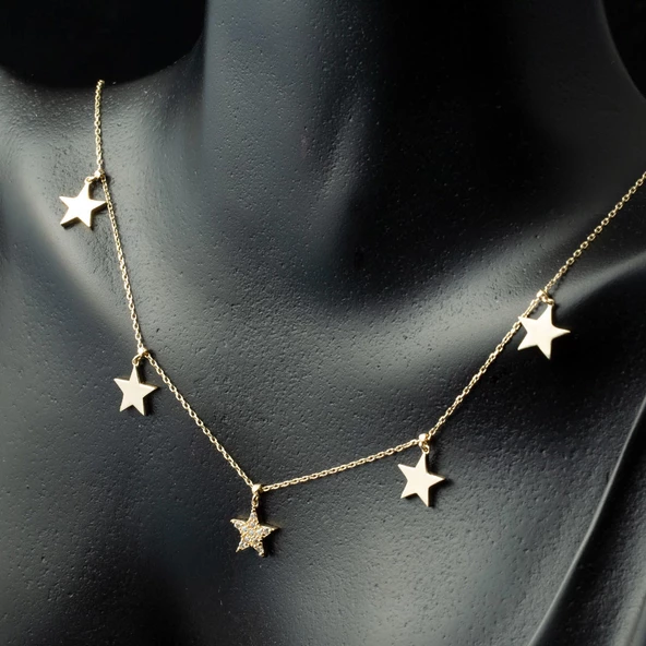 Yıldızlar 14 Ayar Altın Kolye - Resim 4