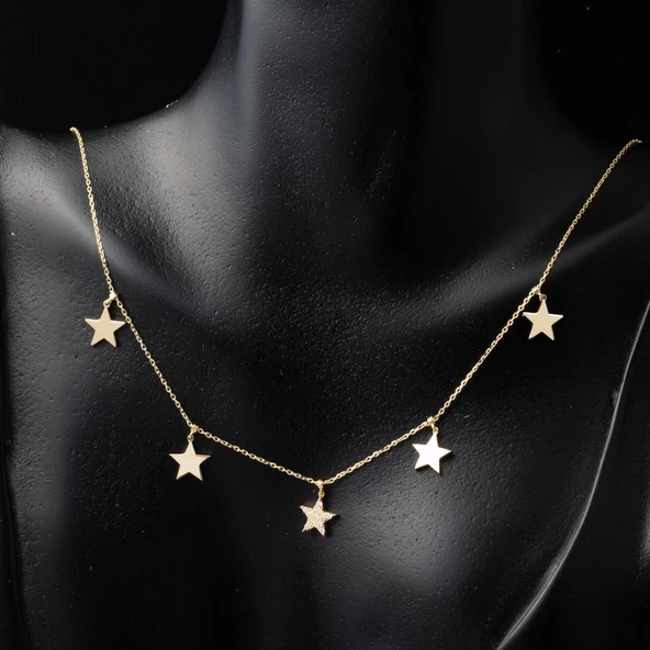 Yıldızlar 14 Ayar Altın Kolye - Resim 2