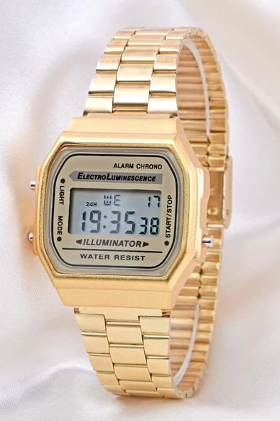 Sarı Led Ekranlı Kare Vintage&retro Erkek Unisex Kol Saat ST-304130 - Resim 3