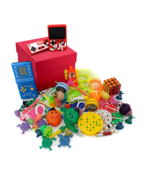 Sevgililer Günü Nostaljik Hediye Özel Kırmızı Oyuncak Kutusu Mavi Tetris Ve Kırmızı Nostaljik Atari