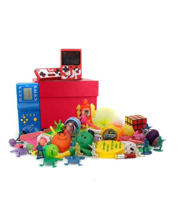 Yılbaşı Nostaljik Hediye Özel Kırmızı Oyuncak Kutusu Mavi Tetris Ve Kırmızı Nostaljik Atari - 2