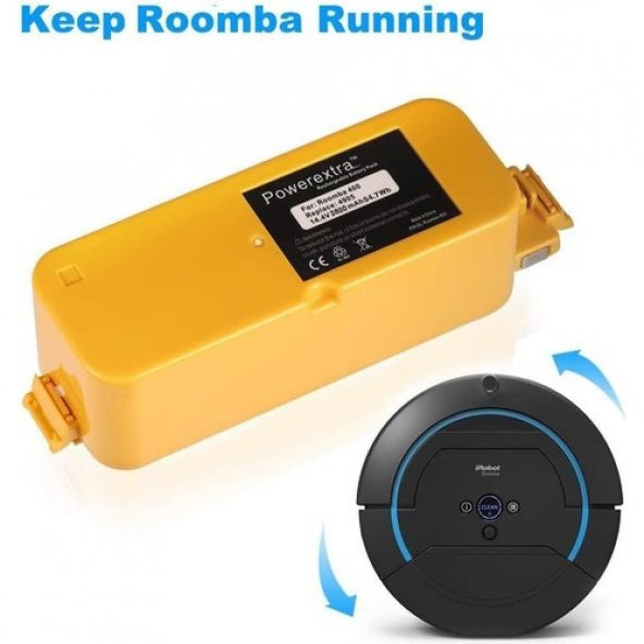 Powerextra 14.4V 3800mAh iRobot Roomba 400 Serisi Uyumlu Batarya - 4