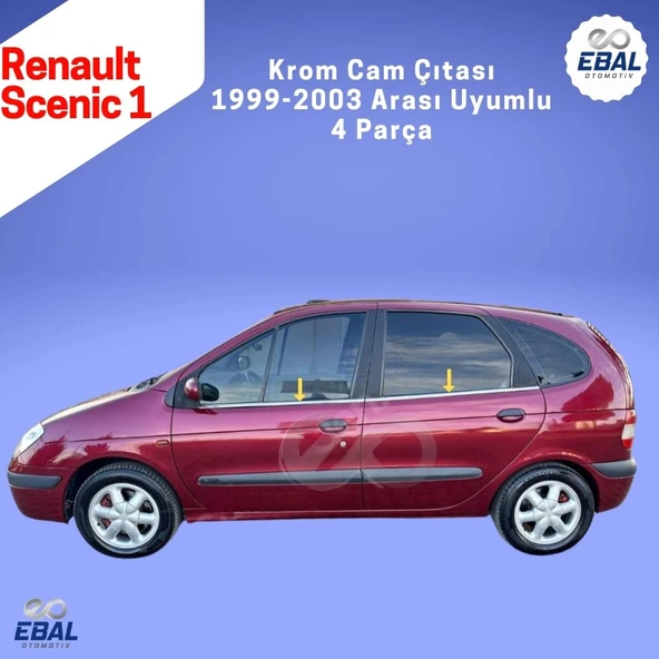 Renault Scenic 1 Krom Cam Çıtası 4 Parça 1999-2003 Arası Uyumlu Paslanmaz Çelik - Resim 4