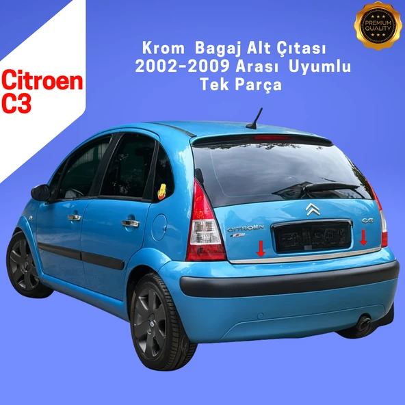 Citroen C3 Krom Bagaj Alt Çıtası – 2002–2009 – Paslanmaz Çelik - Resim 2