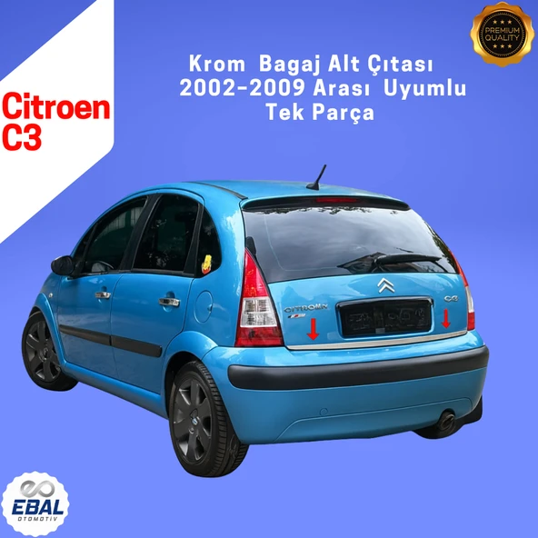 Citroen C3 Krom Bagaj Alt Çıtası – 2002–2009 – Paslanmaz Çelik - Resim 4