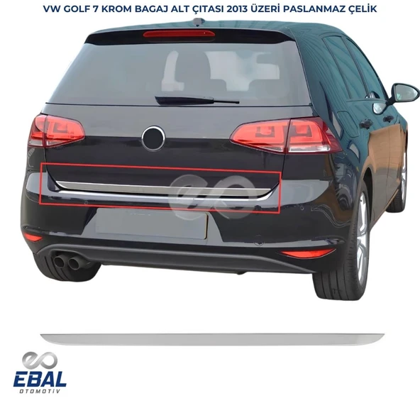 VW Golf 7 Krom Bagaj Alt Çıtası 2013 üzeri Paslanmaz Çelik ürün görseli