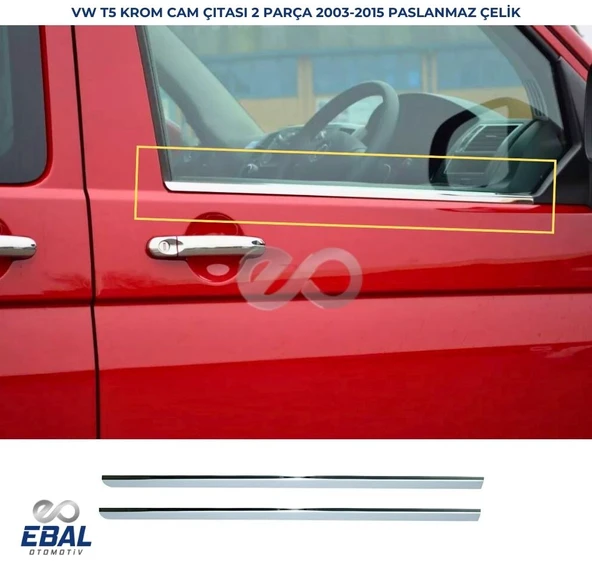Vw T5 Caravelle Krom Cam Çıtası 2 Prç. 2004-2015 P. Çelik ürün görseli