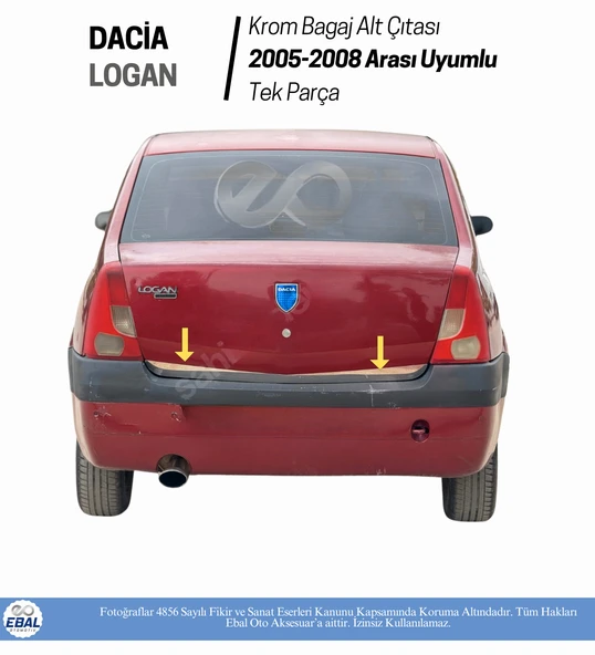 Dacia Logan Krom Bagaj Alt Çıtası 2005-2008 Model Arası Paslanmaz Çelik - Resim 5