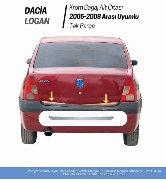 Dacia Logan Krom Bagaj Alt Çıtası 2005-2008 Model Arası Paslanmaz Çelik - Resim 2