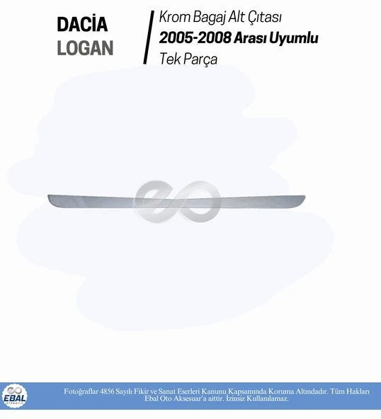Dacia Logan Krom Bagaj Alt Çıtası 2005-2008 Model Arası Paslanmaz Çelik - Resim 4
