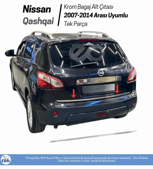 Nissan Qashqai Krom Bagaj Alt Çıtası 2007-2014 P.Çelik ürün görseli
