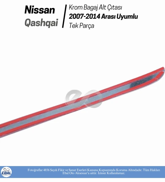 Nissan Qashqai Krom Bagaj Alt Çıtası 2007-2014 P.Çelik - Resim 2
